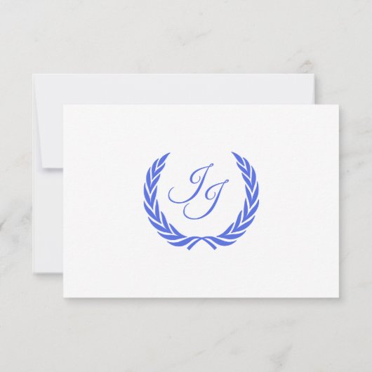 Class Calligraphy Blue Wedding RSVP Monogram (Achterkant)