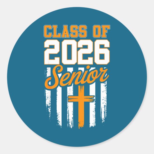 Class Christian Graduation Senior Graduate Ronde Sticker (Voorkant)