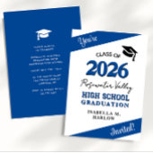Class Colors Blue YY Afstuderen Invitation Kaart