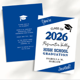 Class Colors Blue YY Afstuderen Invitation Kaart