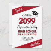 Class Colors Red YY Graduation Invitation Kaart (Voorkant)