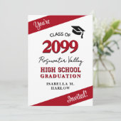 Class Colors Red YY Graduation Invitation Kaart (Staand voorkant)
