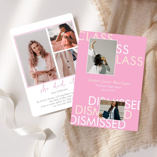 Class Dismissed 2026 Photo Minimal Graduation  Kaart