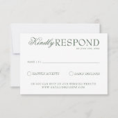 Class Emerald Green Boho Old Money Wedding RSVP Kaartje (Voorkant)