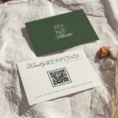 Class Emerald Green Boho QR Fancy Code Wedding RSVP Kaartje