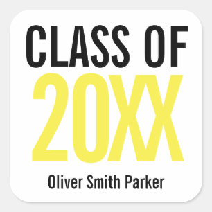 Class of 2020 Yellow Bold Personalized Graduation Vierkante Sticker