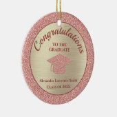 Class of 2022 Graduation Pink Gold Glitter Photo Keramisch Ornament (Rechts)