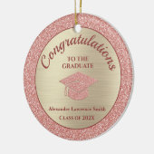 Class of 2022 Graduation Pink Gold Glitter Photo Keramisch Ornament (Links)