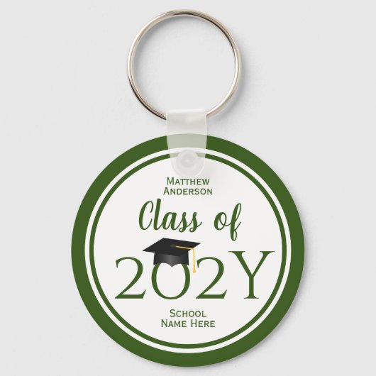Class of 2023 Elegant Forest Green Graduation Sleutelhanger (Voorkant)