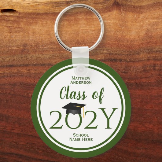 Class of 2023 Elegant Forest Green Graduation Sleutelhanger (Voorkant)