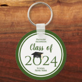 Class of 2023 Elegant Forest Green Graduation Sleutelhanger (Voorkant)