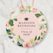 Class of 2023 Graduate Blushing Floral Graduation Bedankjes Labels (Voorkant)