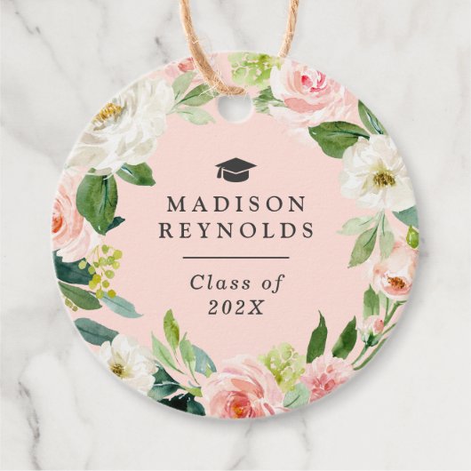 Class of 2023 Graduate Blushing Floral Graduation Bedankjes Labels (Voorkant)