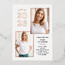 Class of 2023 Photo White and Rose Gold Grad Party