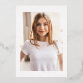 Class of 2023 Photo White and Rose Gold Grad Party Folie Uitnodiging (Achterkant)