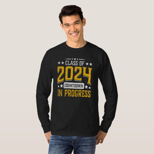 Class of 2024 Countdown in Progress Funny Graduati T-shirt (Voorkant volledig)