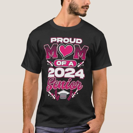 Class Of 2024 Proud Mom Of A 2024 Senior School Gr T-shirt (Voorkant)