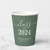 Class of 2024 Sage Green Graduation Party Papieren Bekers (Voorkant)