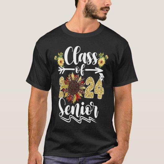 Class Of 2024 Senior 24 Graduate Sunflower Graduat T-shirt (Voorkant)