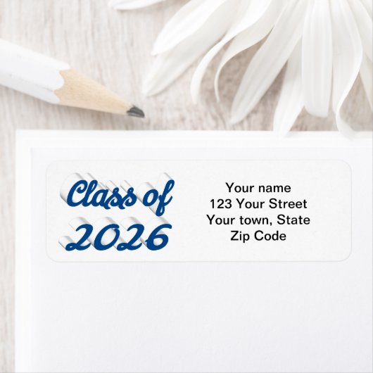 Class of 2025 blue script graduation etiket (Insitu)