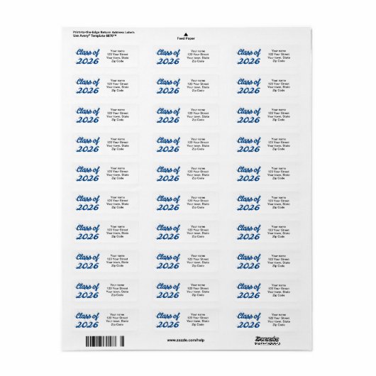 Class of 2025 blue script graduation etiket (Full Sheet)