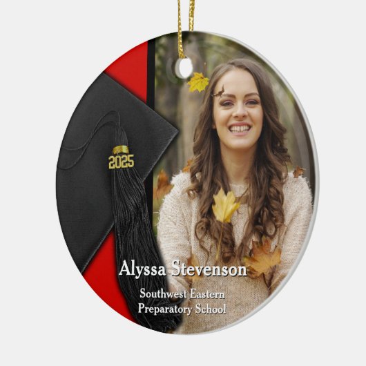 Class of 2025 Red Tassel Dignified Graduation Keramisch Ornament (Links)