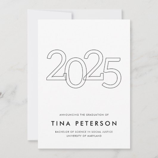 Class of 2025 Simple Graduation Announcement Kaart (Voorkant)