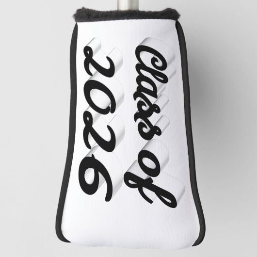 Class of 2026 black script graduation  golfheadcover (Draai 90)