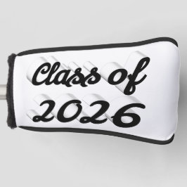 Class of 2026 black script graduation  golfheadcover