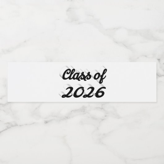 Class of 2026 black script graduation  waterfles etiket (Enkel label)