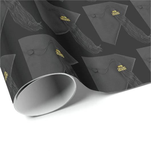 Class of 2026 Black Tassel Dignified Graduation Cadeaupapier (Rol Hoek)