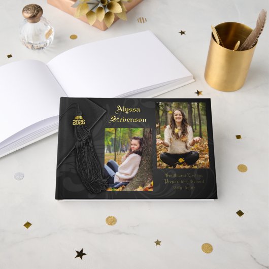 Class of 2026 Black Tassel Dignified Graduation Gastenboek (Voorkant open)