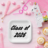 Class of 2026 black tyoography graduation papieren bordje (Feest)