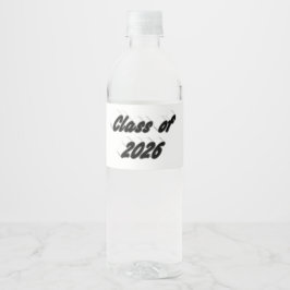 Class of 2026 black tyoography graduation  waterfles etiket
