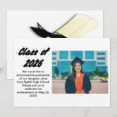 Class of 2026 black typography graduation photo  kaart (Voorkant / Achterkant)