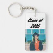 Class of 2026 black typography graduation  photo  sleutelhanger (Voorkant)