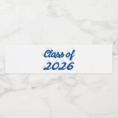 Class of 2026 blue script graduation waterfles etiket (Enkel label)