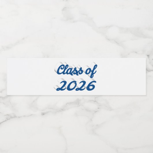 Class of 2026 blue script graduation  waterfles etiket (Enkel label)