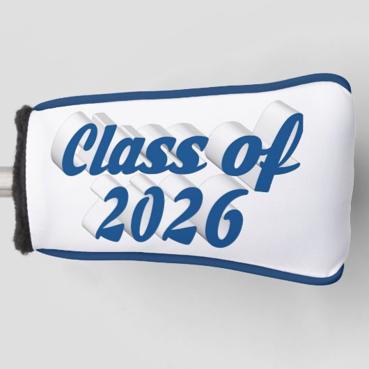 Class of 2026 blue text graduation golfheadcover (Voorkant)