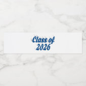 Class of 2026 blue text graduation waterfles etiket (Enkel label)