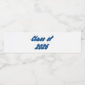 Class of 2026 blue tyoography graduation  waterfles etiket (Enkel label)