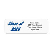 Class of 2026 blue typography graduation etiket (Voorkant)