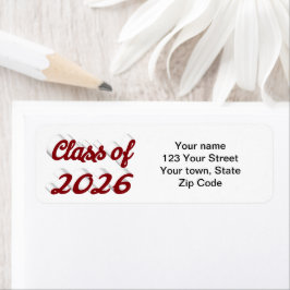 Class of 2026 burgundy script graduation etiket