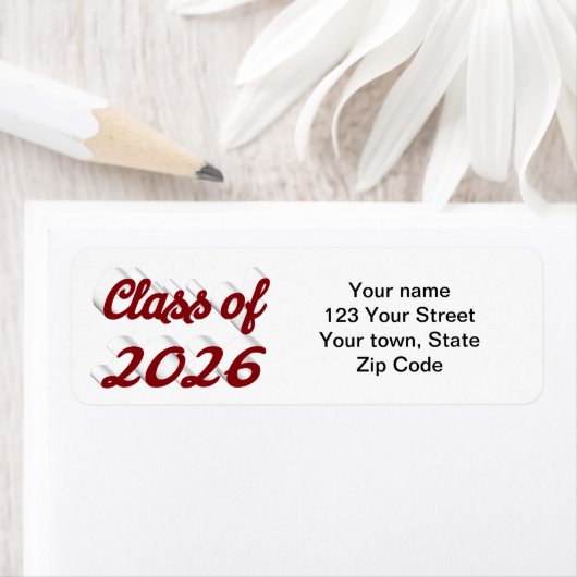 Class of 2026 burgundy script graduation etiket (Insitu)