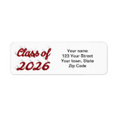 Class of 2026 burgundy script graduation etiket (Voorkant)