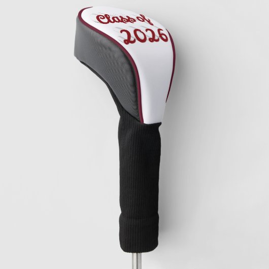 Class of 2026 burgundy script graduation golfheadcover (Schuin)