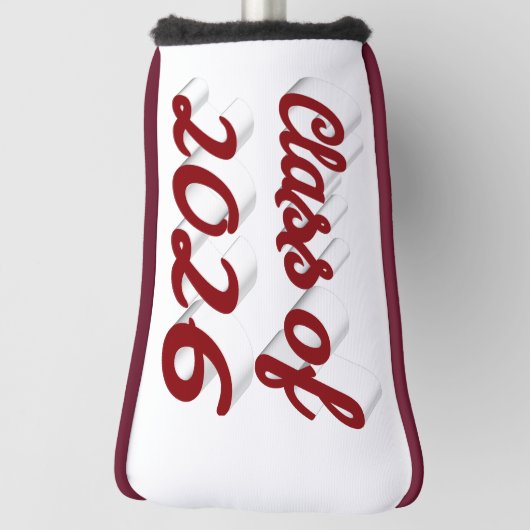 Class of 2026 burgundy script graduation  golfheadcover (Draai 90)