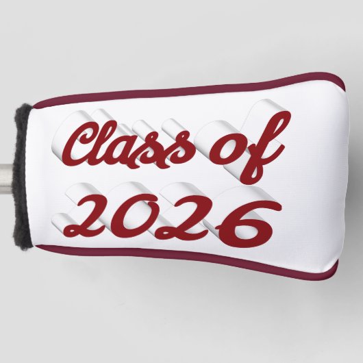 Class of 2026 burgundy script graduation  golfheadcover (Voorkant)