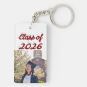Class of 2026 burgundy script graduation photo   sleutelhanger (achterkant)