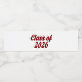 Class of 2026 burgundy text graduation  waterfles etiket (Enkel label)